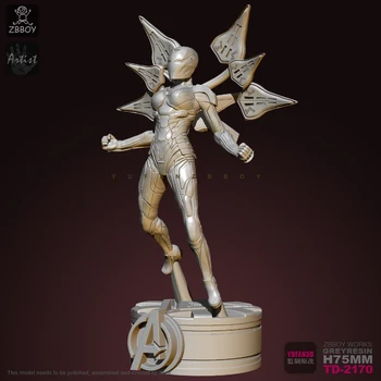 

75mm Resin Figure Kits Female Iron Man Chili Resin Soldier Model Self-assembled TD-2170