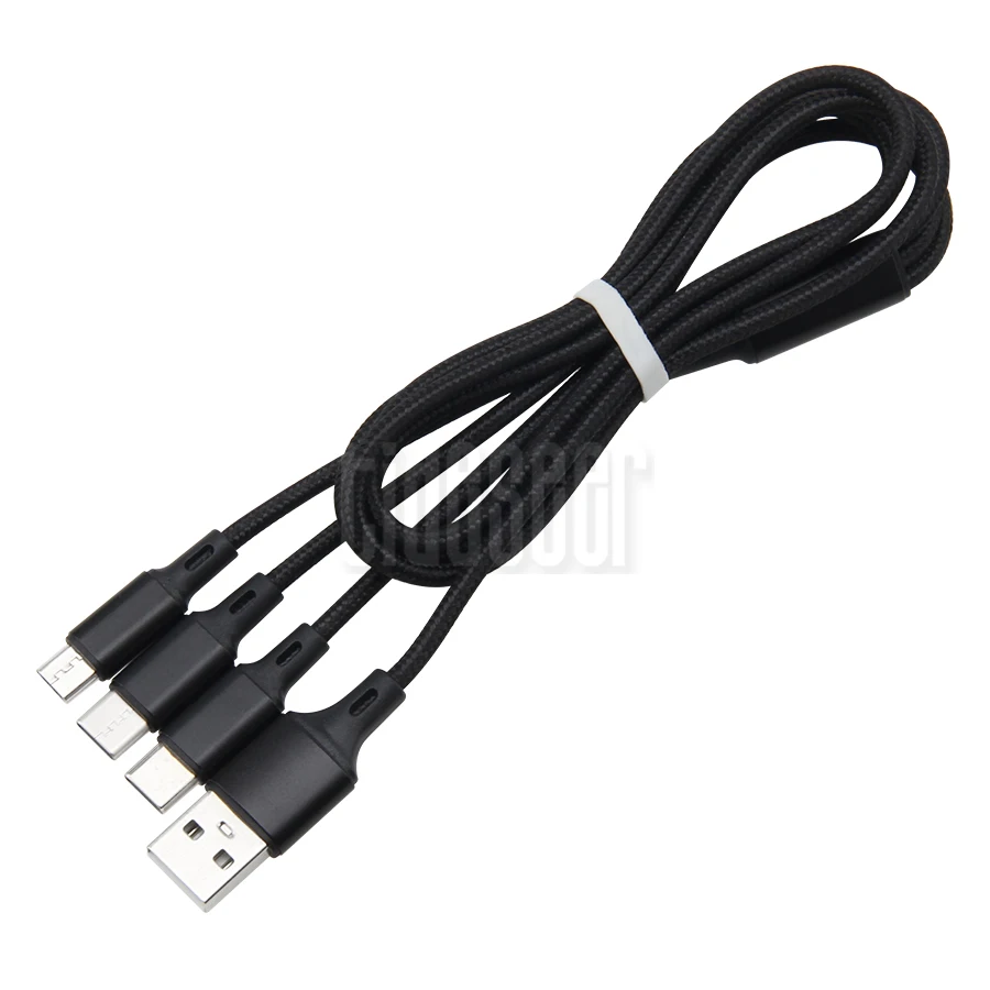 US $1.472.46 12M Nylon Multi 3 In 1 Fast Charging Cable 8Pin Type C Micro USB Charger Cord Wire For IPhone 11 XR For Samsung Android Phones