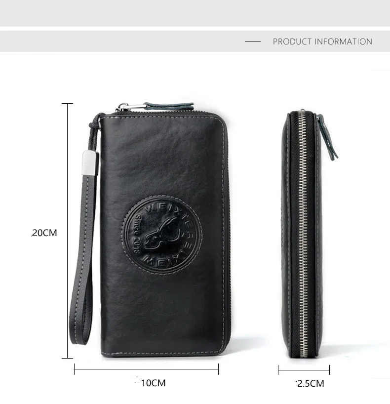 WEIXIER RFID Anti-Theft Swipe Card Wallet Men's Leather Wallet Multifunctional Long Card Holder Wallet