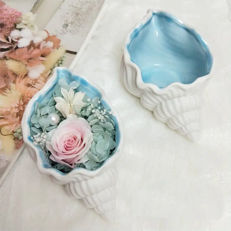 Ceramic Conch Tray Ceramic Conch Storage Sea Shells Tray Craft Ornament Home Decoration Room Decor Jewelry Key Organizer Christmas Gift