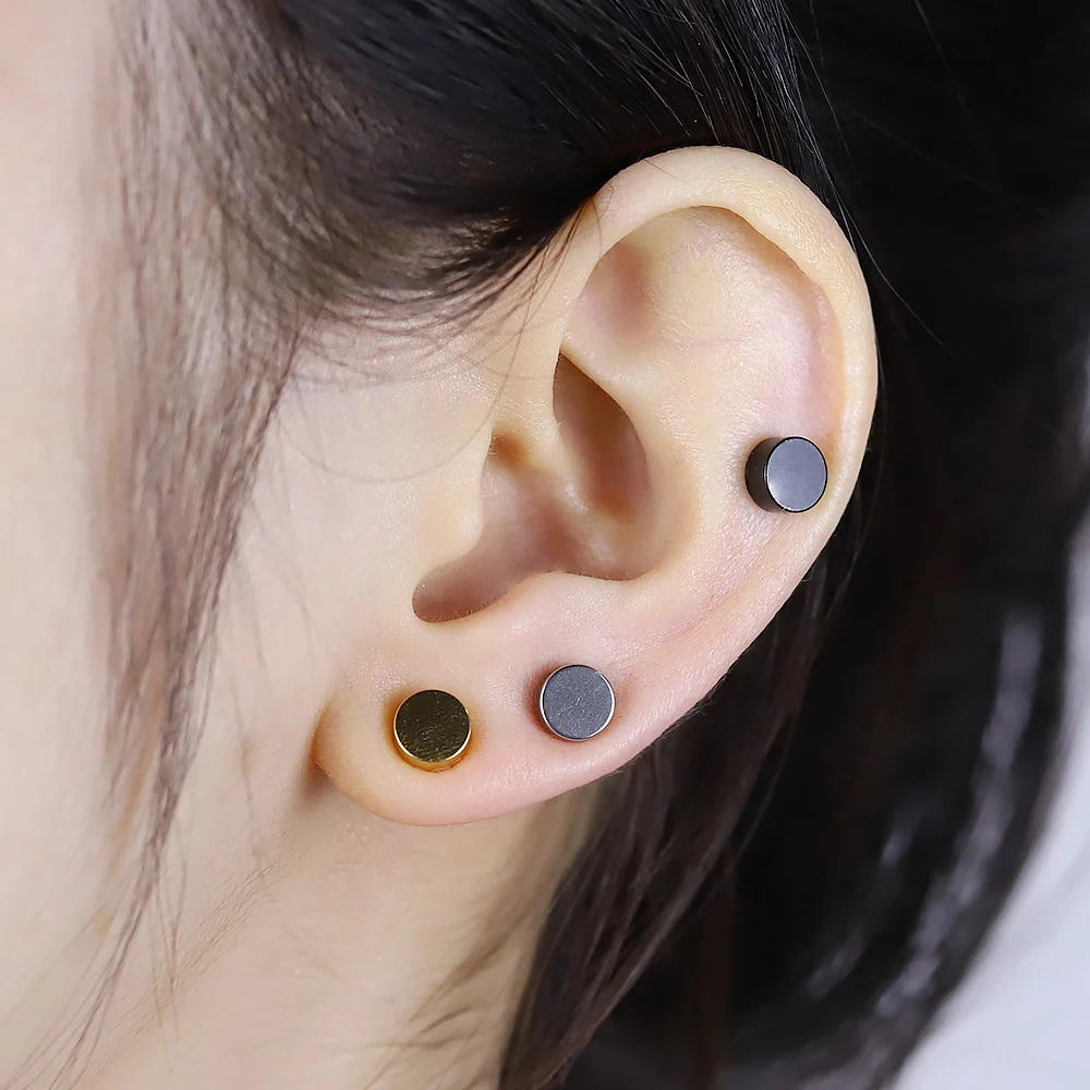 2pcs Punk Mens Strong Magnetic Stainless Steel Ear Stud Set Non Piercing Earrings Fake Earrings Gift Boyfriend Lover Jewelry ear clip earrings clip earrings ear clip stud earrings magnetic earrings ear accessories