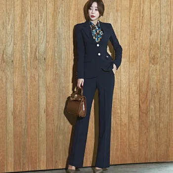 

New autumn winter OL professional temperament slim suit jacket + micro pants long pants suit