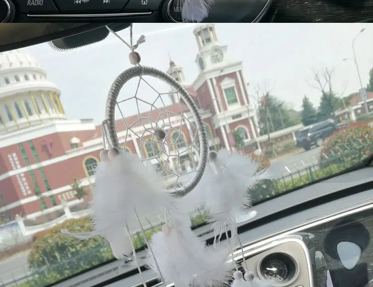 Мечта перо Ловец снов сеть для автомобильного зеркала заднего вида аксессуары кулон оригинальность автомобильные подвесные украшения