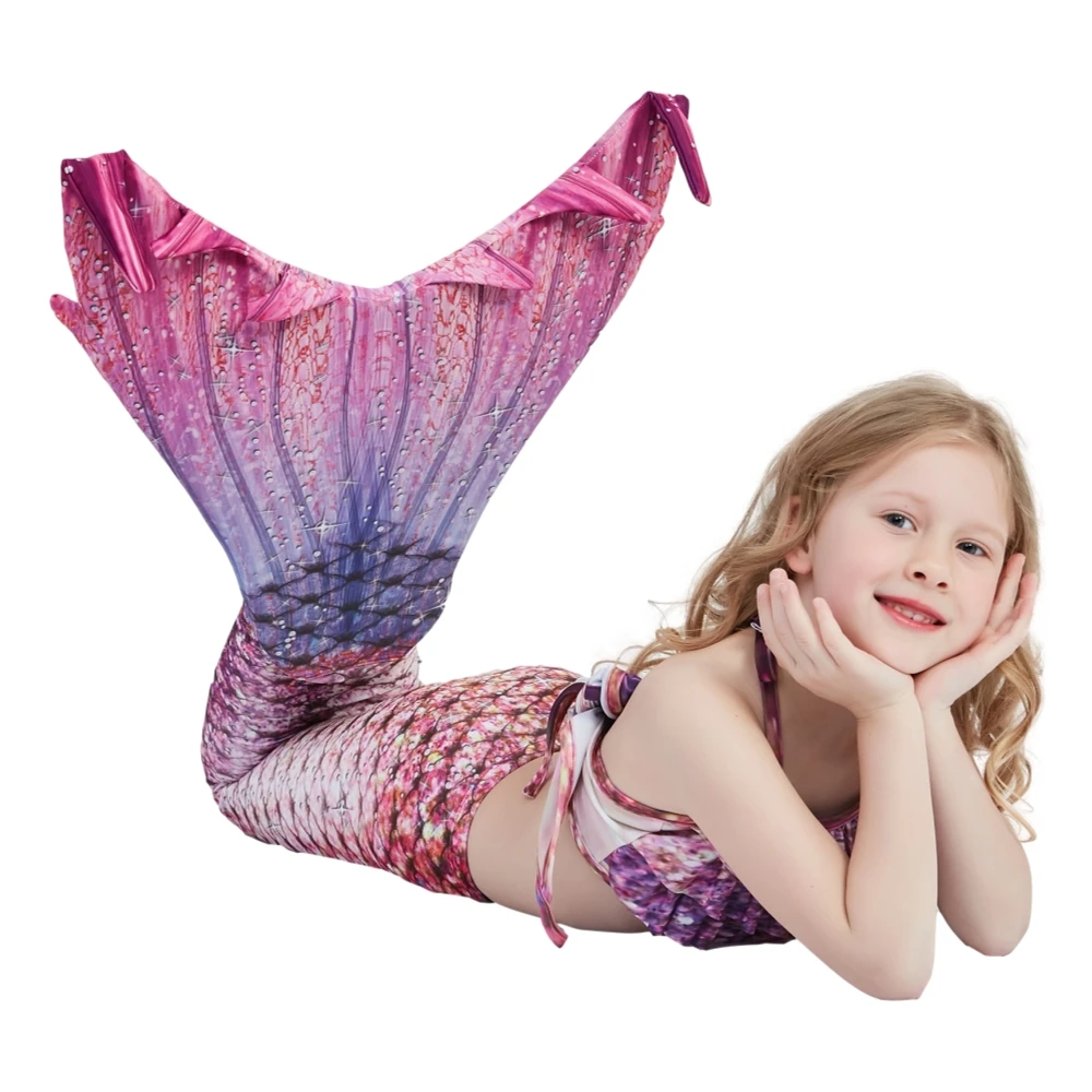 

2021 free shipping New Kids Mermaid Tail Swimwear Bikini Set Bathing Suit Costume for birthday party designed high quality