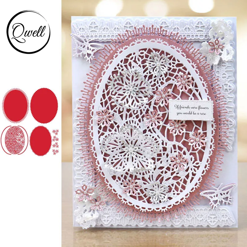 QWELL Овальный цветочный каркас металлические пресс-формы для скрапбукинга и