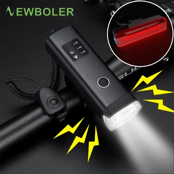 

1200mAh Induction Bike Light Front USB Rechargeable Smart Headlight With Horn High Lumen LED Bicycle Lamp Cycling FlashLight