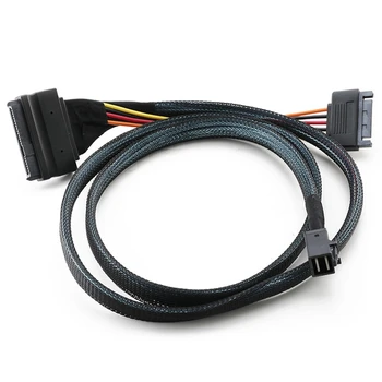 

0.5M/1.5Ft Mini SAS SFF 8643 to U.2 SFF-8639 Cable with 15 Pin Female SATA Connector SSD Power Cable Wire 12Gb/S