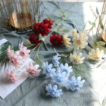 

7Pcs Fake Dahlia Pinnata (6 heads/piece) 22.83" Length Simulation Chamomile for Wedding Home Decorative Artificial Flowers