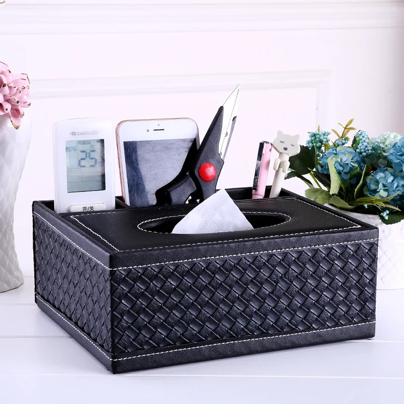 

European Style Multifunctional Storage Box Tissue Box Household Restaurant Remote Control Storage Box Leather Tissue Box