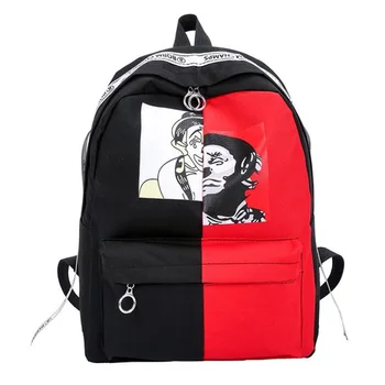 

Canvas Backpack Hit Color Ladies Backpack Stitching Small Fresh Color Matching Student Backpack