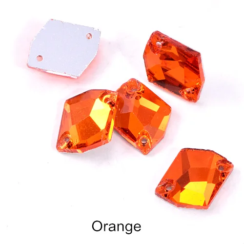 Orange 5 размеров космические Формы разноцветные стеклянные пришивные стразы с плоской задней частью прозрачные AB пришивные стразы с 2 отверстиями для одежды B0681 - Цвет: Orange