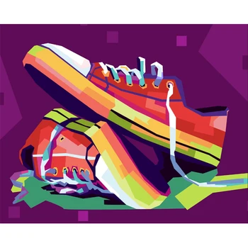 

Painting By Numbers Kit DIY Shoes Hand Painted Canvas Oil Art Picture Craft Home Wall Decor craft