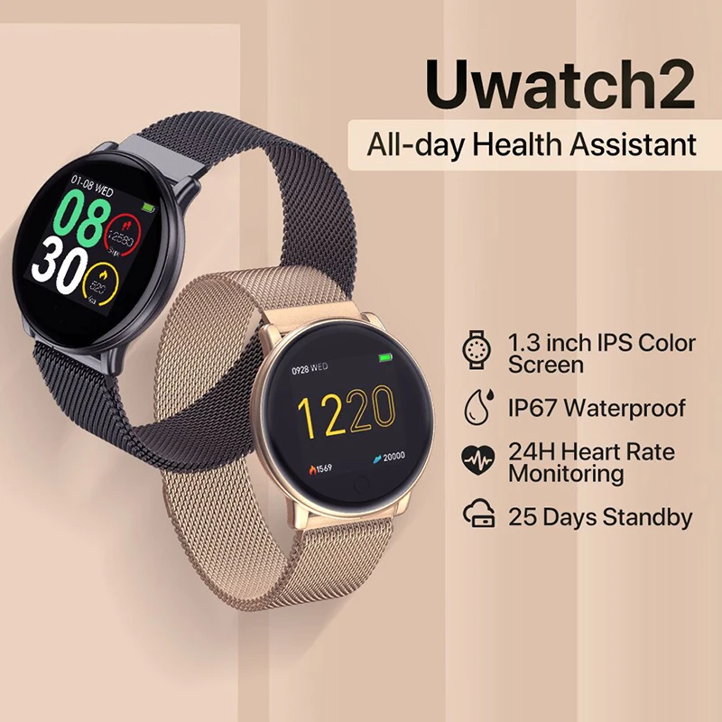 

1.33' Full Touch Screen Smart Watch Uwatch2 IP67 25 days Standby 7 Sport Modes Full Metal Unibody watch For Andriod IOS