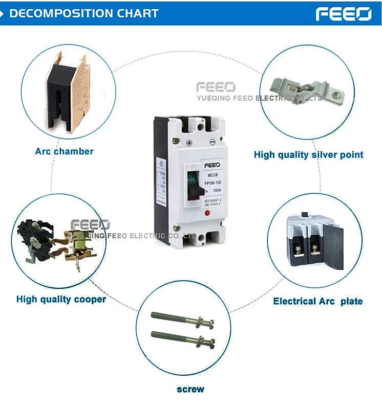 FEEO солнечной энергии MCCB литой чехол 4P 630A 1000V DC выключатель