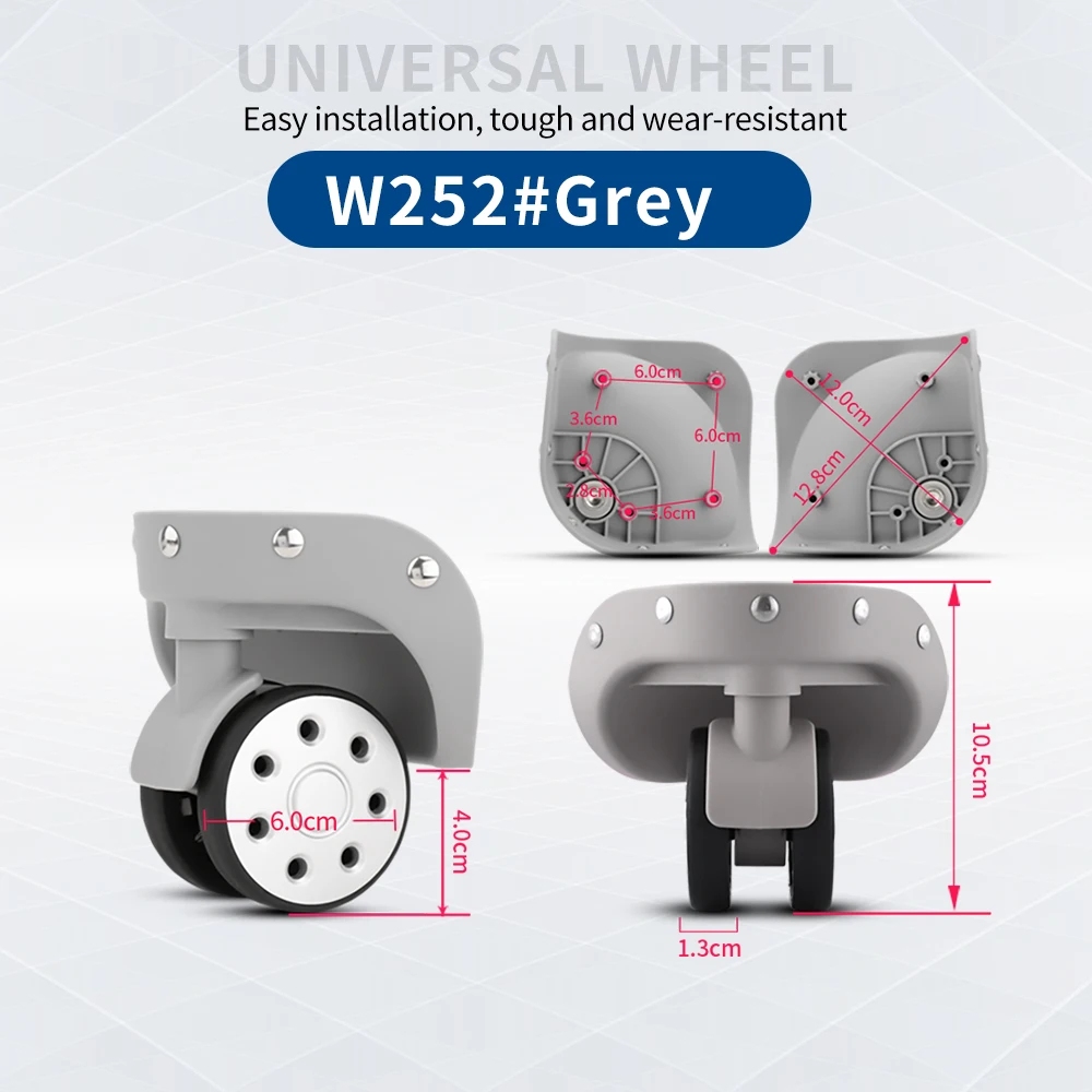 TANGYIPIN W252 Trolley toolbox wheels audio cosmetic case repair accessories replacement non-slip colored mute universal wheel