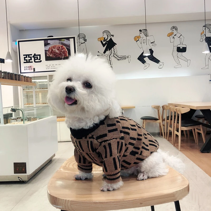 Свитер для маленьких собак, мягкий кофейный свитер для чихуахуа, зимнее теплое пальто для французского бульдога, наряд для щенка, костюм для питомца PC0958 - Цвет: Coffee