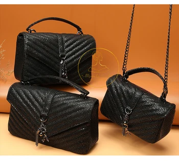 

2020 New 100% Guaratee Genuine Cowhide Luxury Lady Pearl Embossing Chain Flap Bag Caviar Embossing Cow Leather Crossbody Bag