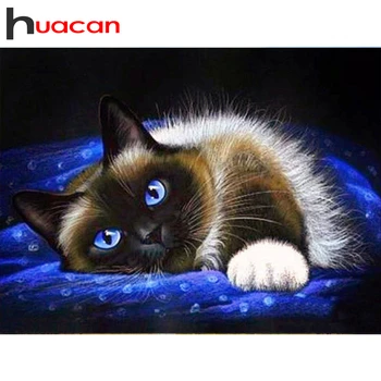 

Huacan Full Square/Round Drill Diamond Painting Kit Animal 5D DIY Diamond Embroidery Cat Handmade Gift Home Decor