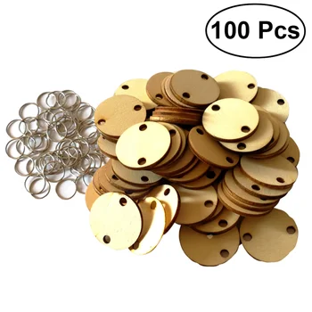 

100pcs Round Wooden Slices With 100 Iron Loops Set For Birthday Reminder Hanging Wooden Plaque Board DIY Calendar Accessories Ho