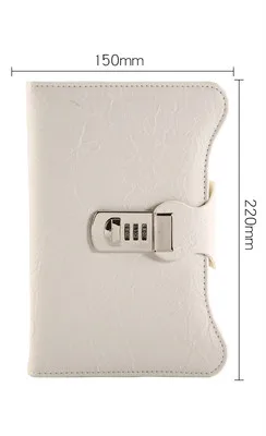 B6 винтажный дневник блокнот с кодовым замком утолщенный креативный блокнот с кодовым замком многоразовый ежедневник блокнот с перекидными страницами - Цвет: White
