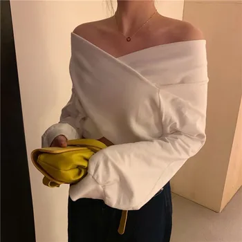 

Fashion Sexy Casual T-Shirt Tops Broadcloth Polyester Solid Color For Women Short Full Slash Neck Regular Tops