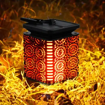 

Retro Outdoor Waterproof Solar Flame Night Lights Path Lantern LED Hanging Lamp For Outdoor Garden Decor Patio Vintage