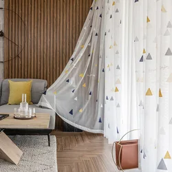 Embroidered Yarn Children's Room Solid Color Thickening Curtains for Living Dining Room Bedroom