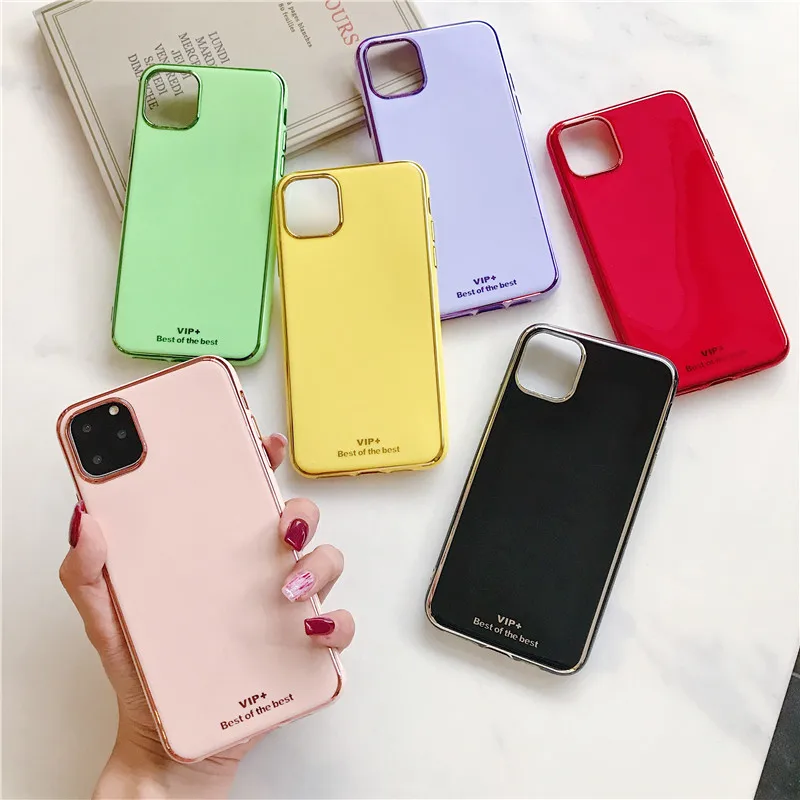 

Luxury Solid Color Electroplate Case For iPhone 11 pro max Soft Silicone Macaron Phone Case For iPhone 7 8 6 6s Plus X XS MAX XR