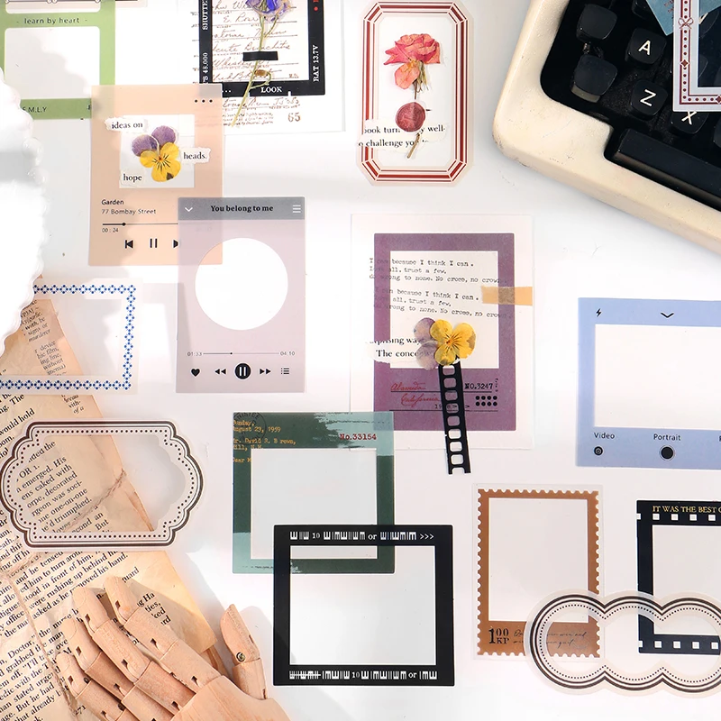 Yoofun 15 teile/satz PET Rahmen Aufkleber für Junk Journal Scrapbooking Hintergrund Dekorative Schreibwaren Liefert Material Label