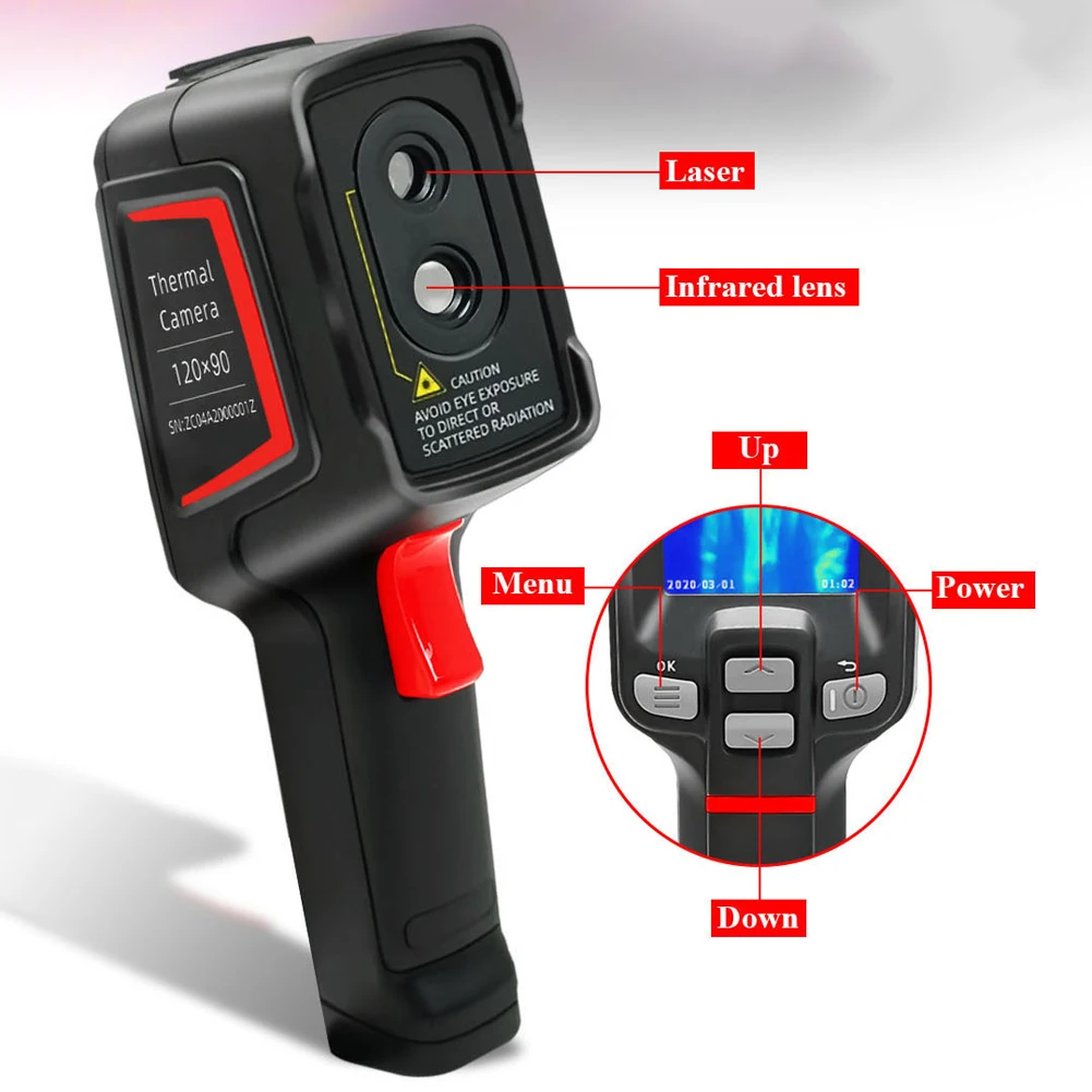 US $101.66 XE29 24 Inch LCD Display Screen 12090 Infrared Radiation Resolution Thermal Camera Thermal Imager IR Indicator Thermal Camera
