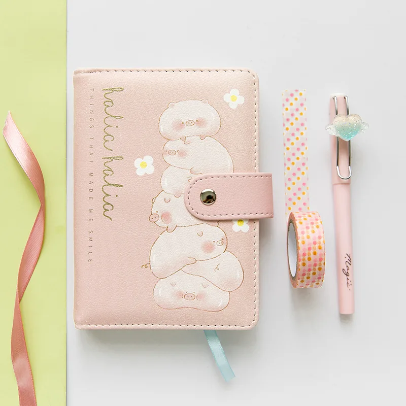 

Harphia PU Leather Notebook Cute Animal Girl Heart Color Page Free Pen Washi Tape