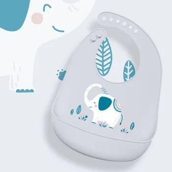 

Silicone Waterproof Baby Bibs for Feeding Food Soft Adjustable Burp Cloth Baby Stuff Bandana Bib Cute Cartoon Elephant Baby Bib