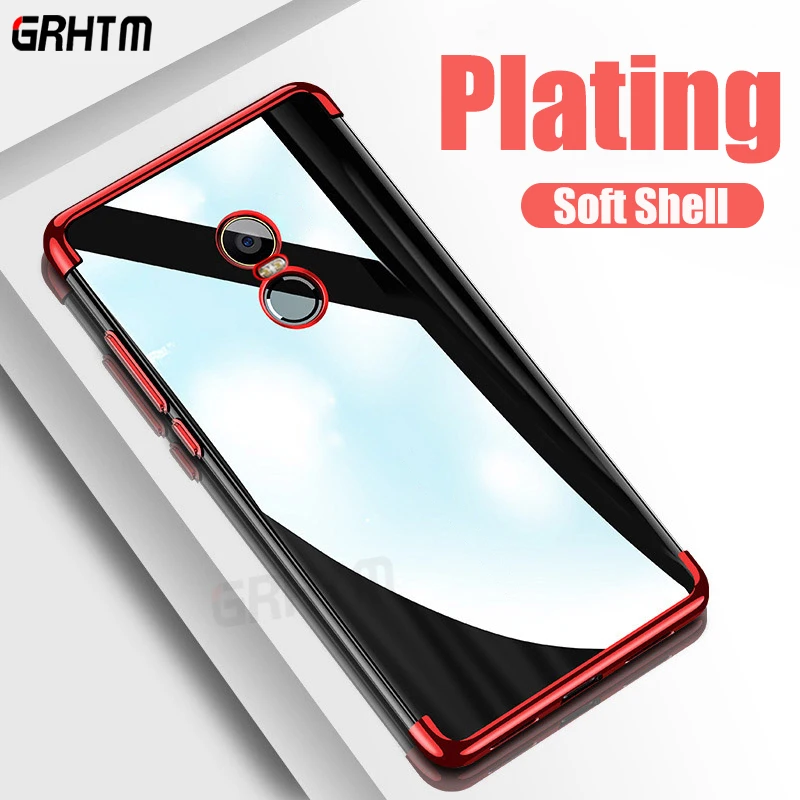 

Phone Case for Redmi Note 7 6 Pro Clear Transparent Bumper TPU Silicone Plating Case for Xiaomi Redmi Note 4 4X Case