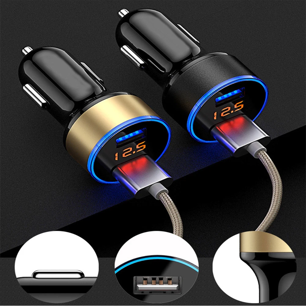 3.1A быстрое зарядное устройство двойной USB Автомобильное зарядное устройство ЖК-дисплей 12-24 в прикуриватель для IPhone для Xiaomi для samsung