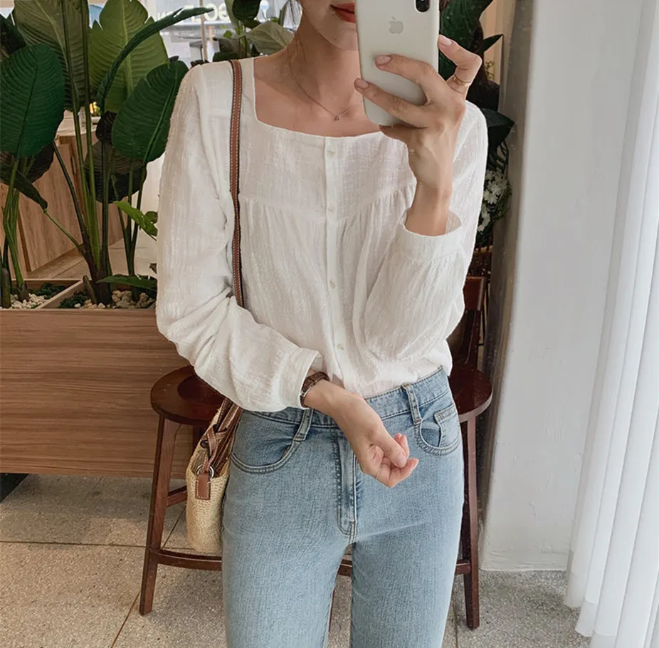 

Льняные женские блузки летние женские топы Повседневная Женская рубашка с длинным рукавом Хлопковая женская блузка большого размера новые...