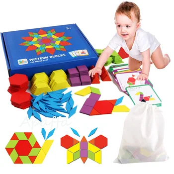 155pcs 3d Wooden Jigsaw Puzzle Early Childhood Education Geometric Tangram Wooden Game Toys for Children Montessori Learning 1
