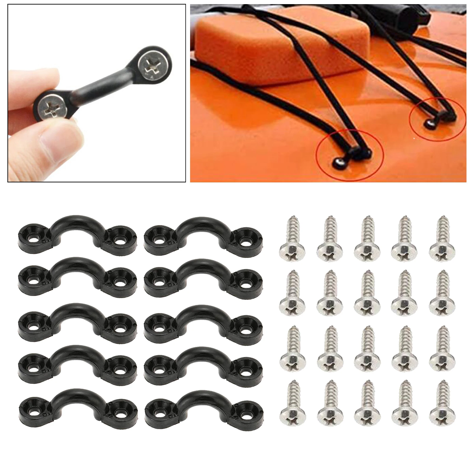1/2/10Set Fibbie Per Maniglie Per Barche Per Kayak Set C Tipo Canoa Barca A Vela Bungee Deck Loop Tie Down Pad Eye Rigging Hardware Tool Kit
