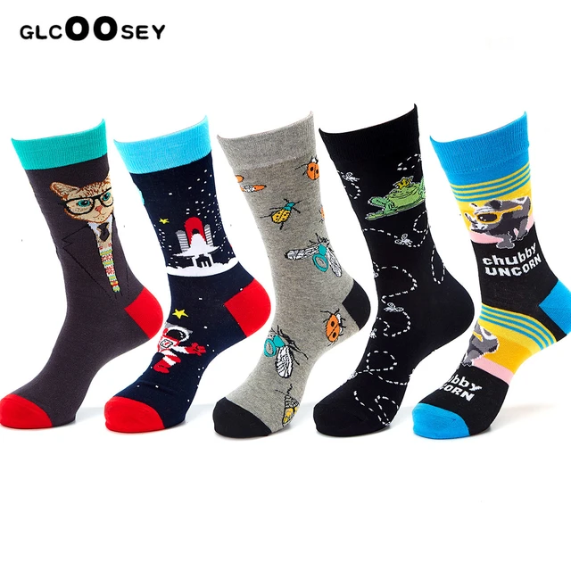 Calcetines largos de algodón para hombre, calcetín de Skateboard,  divertido, diario, dibujos animados, cohete, hamburguesa, comida, EU 37-42  - AliExpress