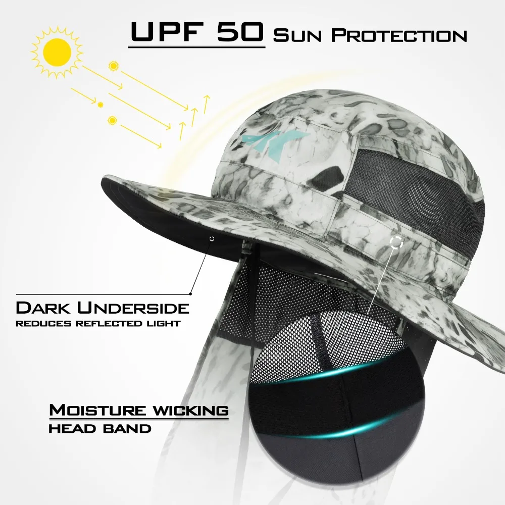 KastKing Sol Armis UPF 50 Boonie Sun Hat with Removable Neck Shield– Sun Protection Hat Fishing Hat for Beach Hiking Paddling • FISHISHERE