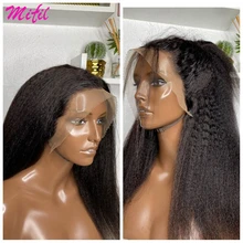 Yaki-Peluca de cabello humano liso de 30 pulgadas para mujer, postizo de encaje Frontal transparente HD, barata, predesplumada