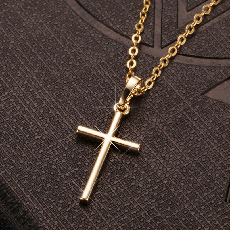 Simple Fashion Cross Chain Necklace For Women Men Luxury Ladies Gold Jewelry Pendant Necklaces Crucifix Christian Ornament Gifts