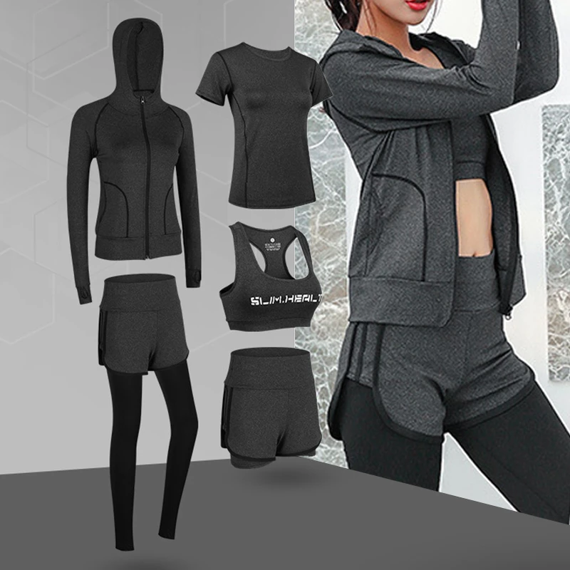 Training Sports SportsWear Sets Womens Yoga Sets 5 Pieces Workout