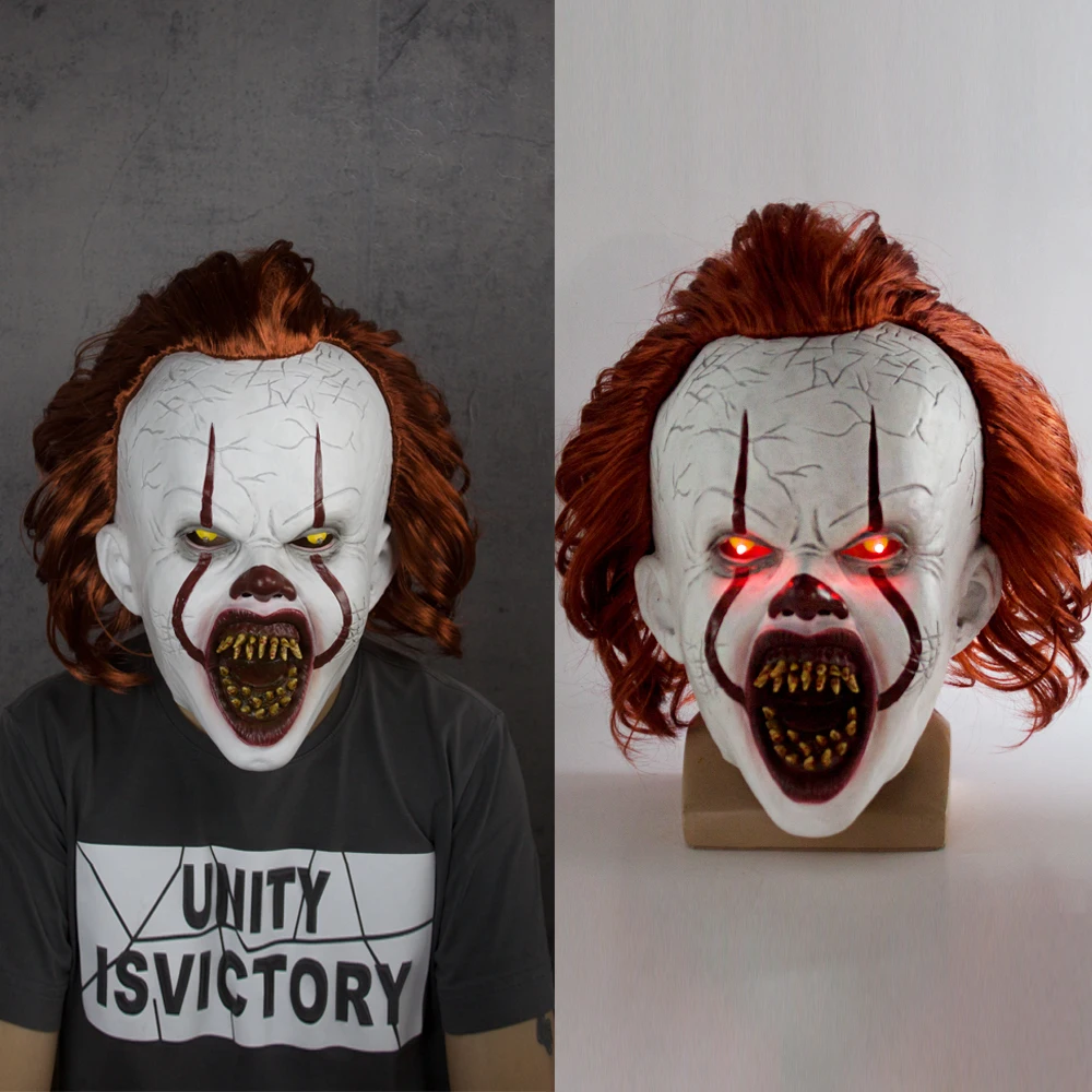 Светодиодный Pennywise страшный клоун Джокер маска страшная Маска Клоун для косплея вечерние маски реквизит Стивен Кинг это Маска Клоун для косплея Вечерние