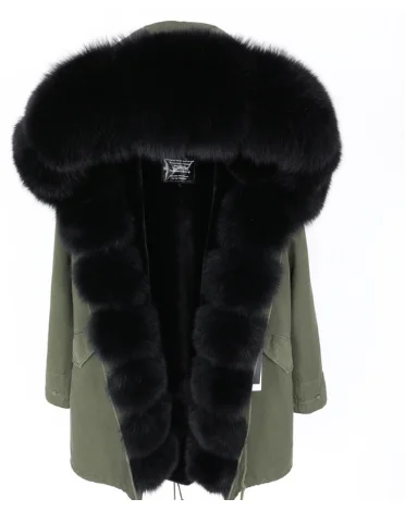 Зимняя новая Толстая теплая женская одежда натуральный большой Лисий Мех датский искусственный мех подкладка модная длинная парка пальто с натуральным мехом - Цвет: 19