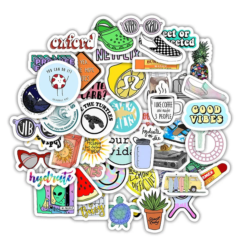 50 Hot Waterproof Wear-resistant Vinyl VSCO Water Bottles Computer Mobile Phone Skateboard Stickers | Игрушки и хобби