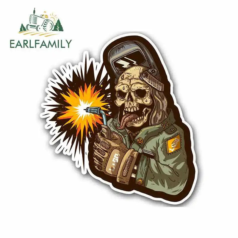 

EARLFAMILY 13cm x 13cm For Zombie Welder Welding Helmet Personality Car Graffiti Sticker Suitable For RV Creative Pull Flower