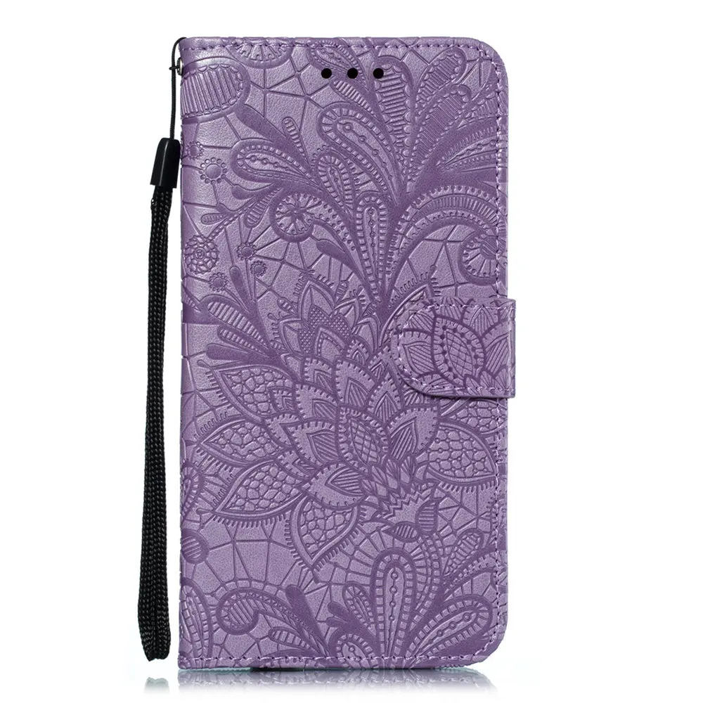 Чехол-книжка с кружевным цветком для Xiaomi mi 9T 9 SE A3 A2 8 Lite Red mi Go 6 7A Note 7 6 Pro K20 Роскошный кожаный чехол с текстурой - Цвет: Purple