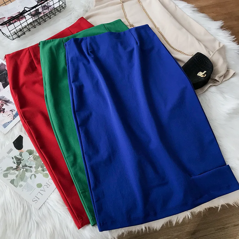 

Sense of Design Korean-style High-waisted Solid Color Skirt Simple Elegant Skirt-Style New Style Casual Western Style 1.25