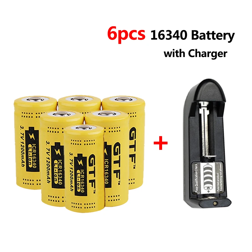 ICR16340 Rechargeable Battery CR123A 123A CR17345 17345 2200 mah 3.7 V  Batteria Al Litio+1PCS charger