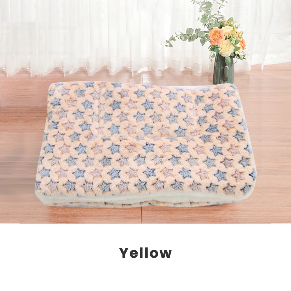 Yellow Мягкий фланелевый коврик для питомца, кровать для собаки, зимняя утолщенная теплая кровать для кошки, одеяло для собаки, спальный чехол для щенка, полотенце, подушка для собаки и кошки - Цвет: Yellow